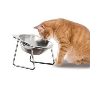 Tilted Cat Bowl Stainless Steel Cat Food Bowls with Metal Stand Food and Water Dish for Cats Kitten Puppies Feeders Cat Supplies