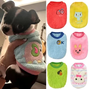 Cute Print Tea Cup Dog Sweater Winter Warm Fleece Pet Clothes for Small Dogs