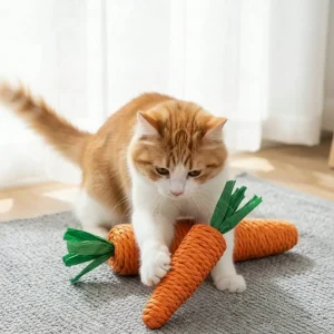 1pc Carrot Shaped Interactive Cat Toy, Made Of Sisal Rope,