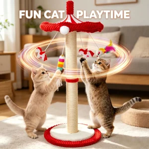 Rotating Interactive Cat Scratching Post Sisal  Durable For Kittens And Adult Cats Wear Resistant Climbing