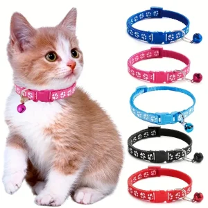 Pet Cats Collar Colorful Pattern Cute Bell Adjustable  for Cats Kitten