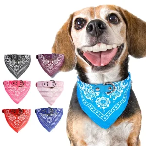 Adjustable Dog Bandana Leather Printed Soft Collar For Dog Cat Scarf